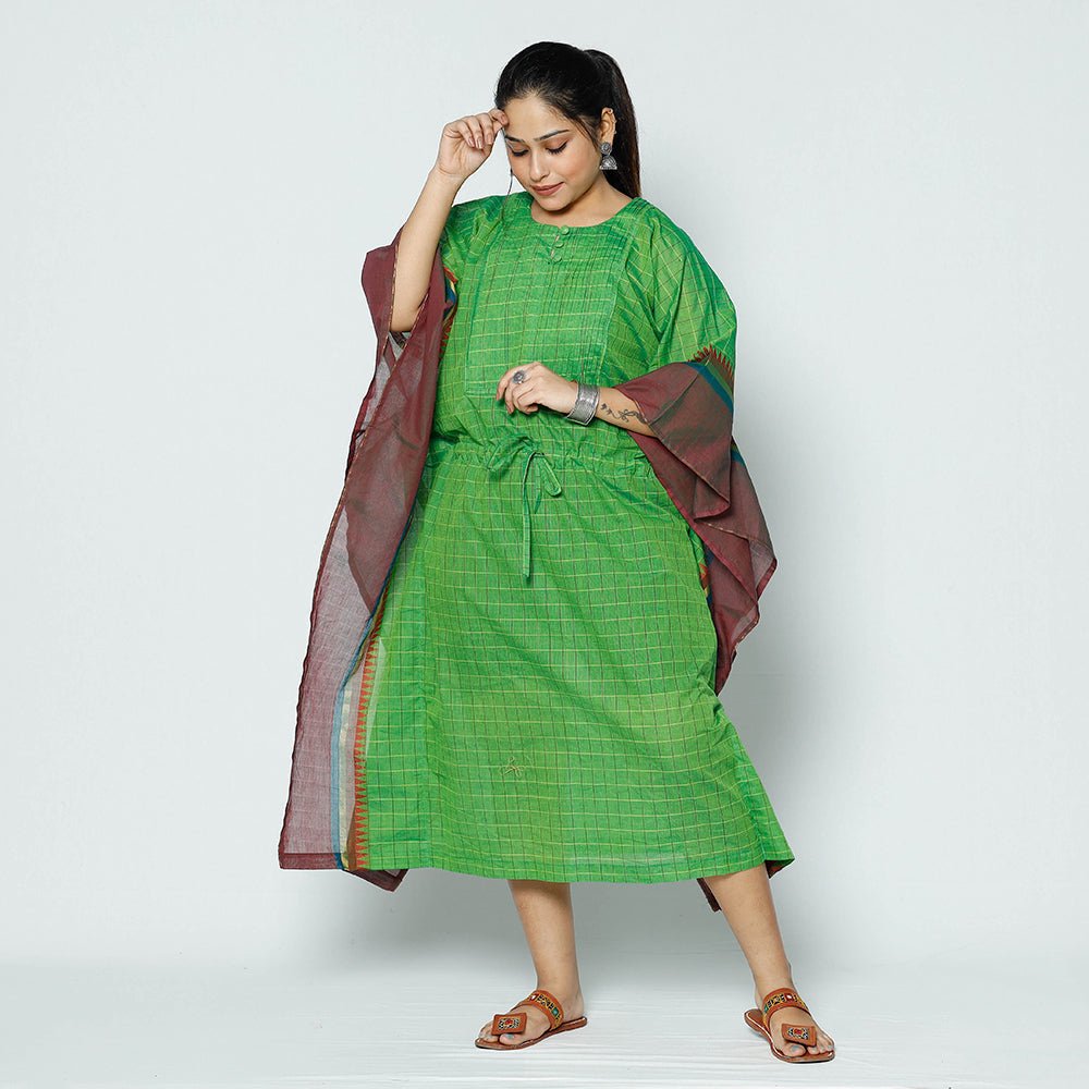  Kanchipuram Checks Cotton Kaftan with Tie-Up Waist (Medium) 