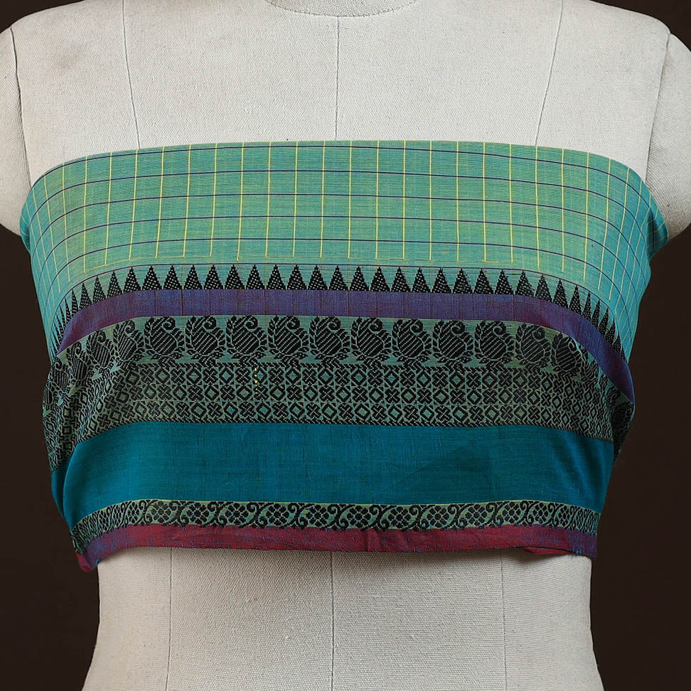 Kanchipuram cotton blouse piece 12 - handcrafted