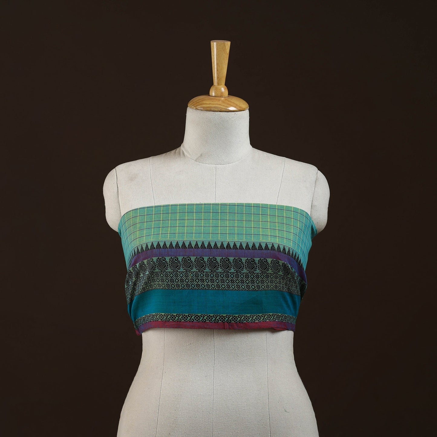 Kanchipuram cotton blouse piece 12 - handcrafted