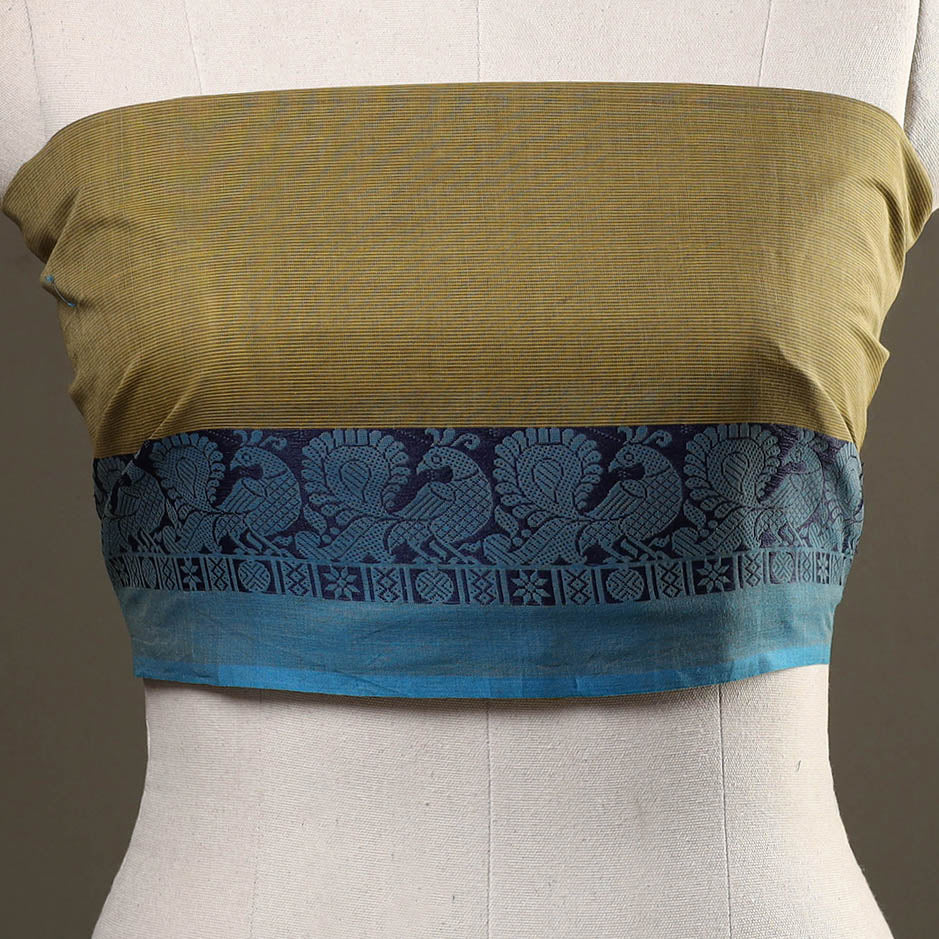 Green - kanchipuram cotton blouse piece 31 - handcrafted