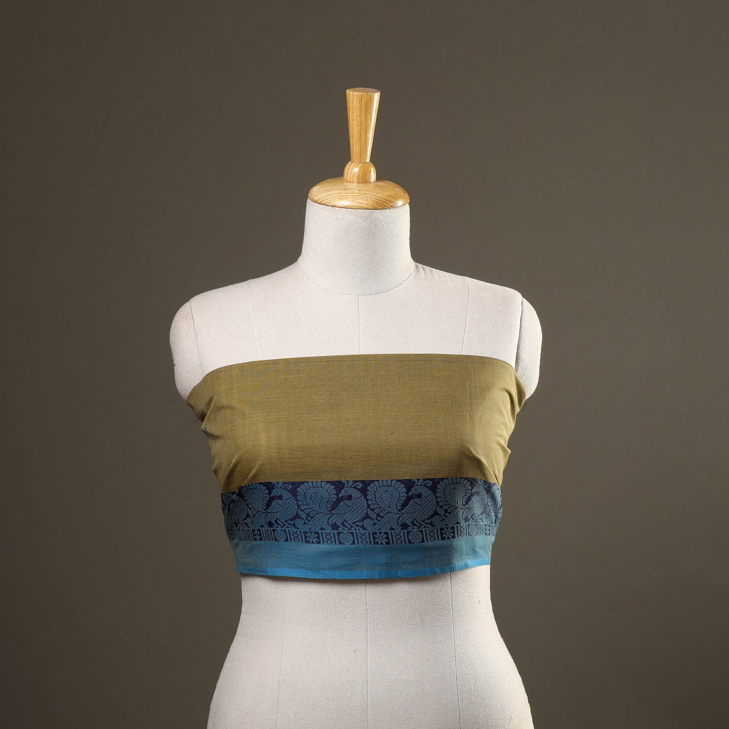 Green - kanchipuram cotton blouse piece 31 - handcrafted