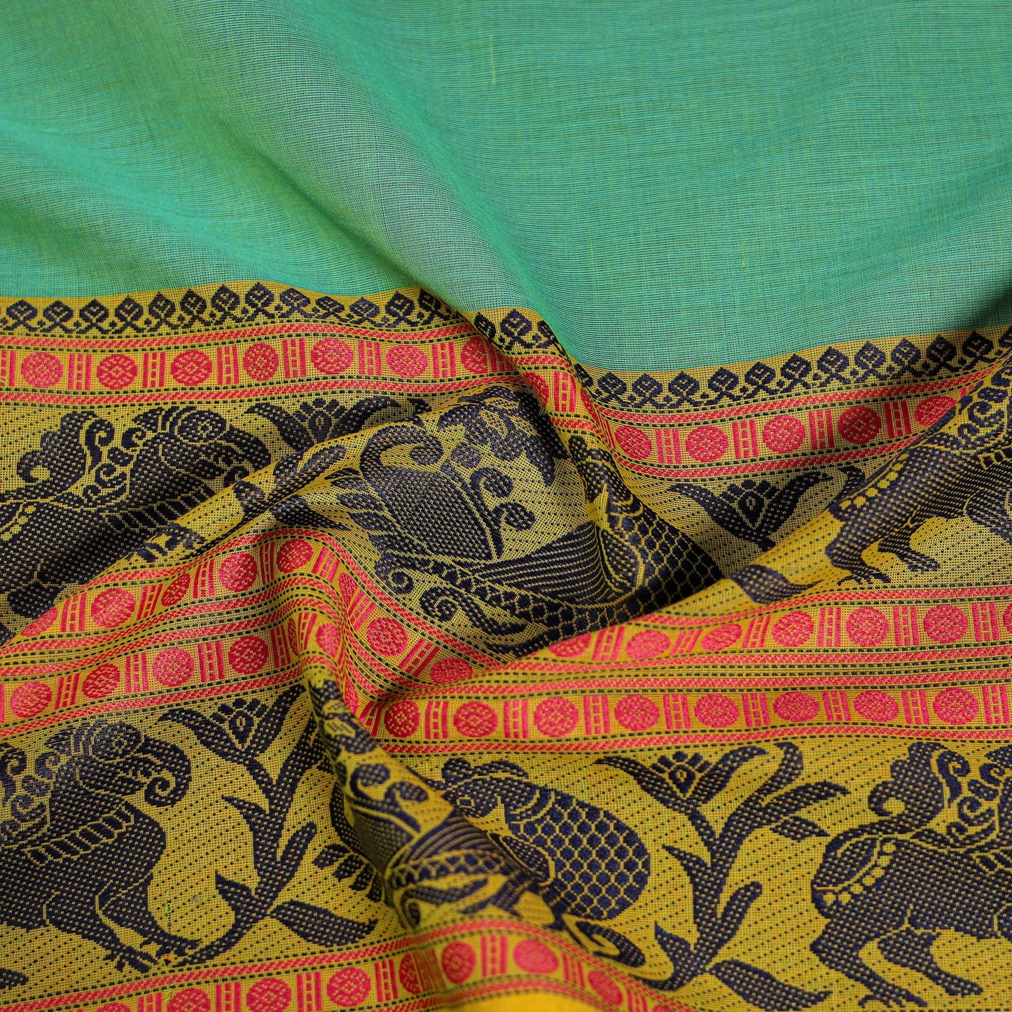 Kanchipuram cotton blouse piece 47 - handcrafted
