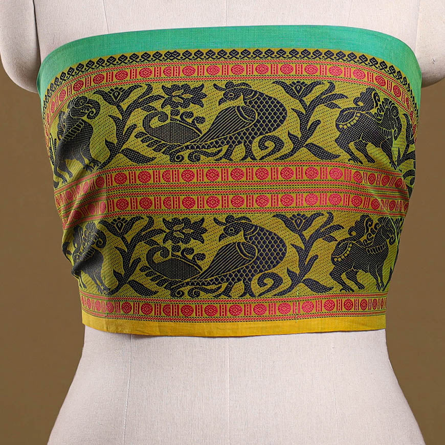 Kanchipuram cotton blouse piece 47 - handcrafted