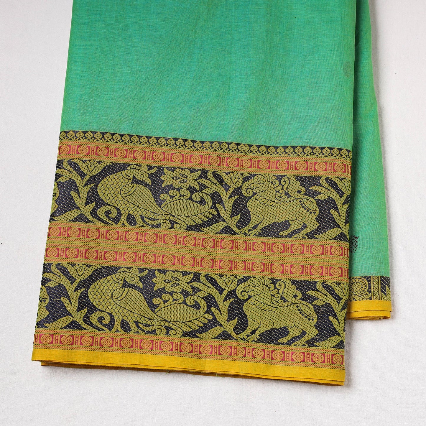 Buy Kanchipuram Cotton Buti Fabric with Thread Border Online at iTokri.com