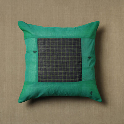 Buy Green Kanchipuram Patchwork Cotton Cushion Cover 08