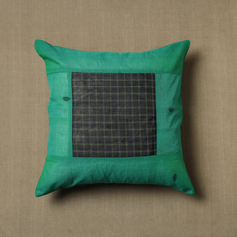 Buy Green Kanchipuram Patchwork Cotton Cushion Cover 08