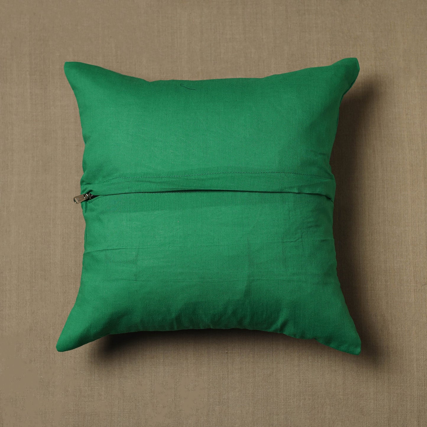Buy Green Kanchipuram Patchwork Cotton Cushion Cover 08