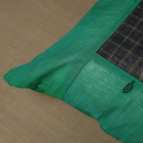 Buy Green Kanchipuram Patchwork Cotton Cushion Cover 08