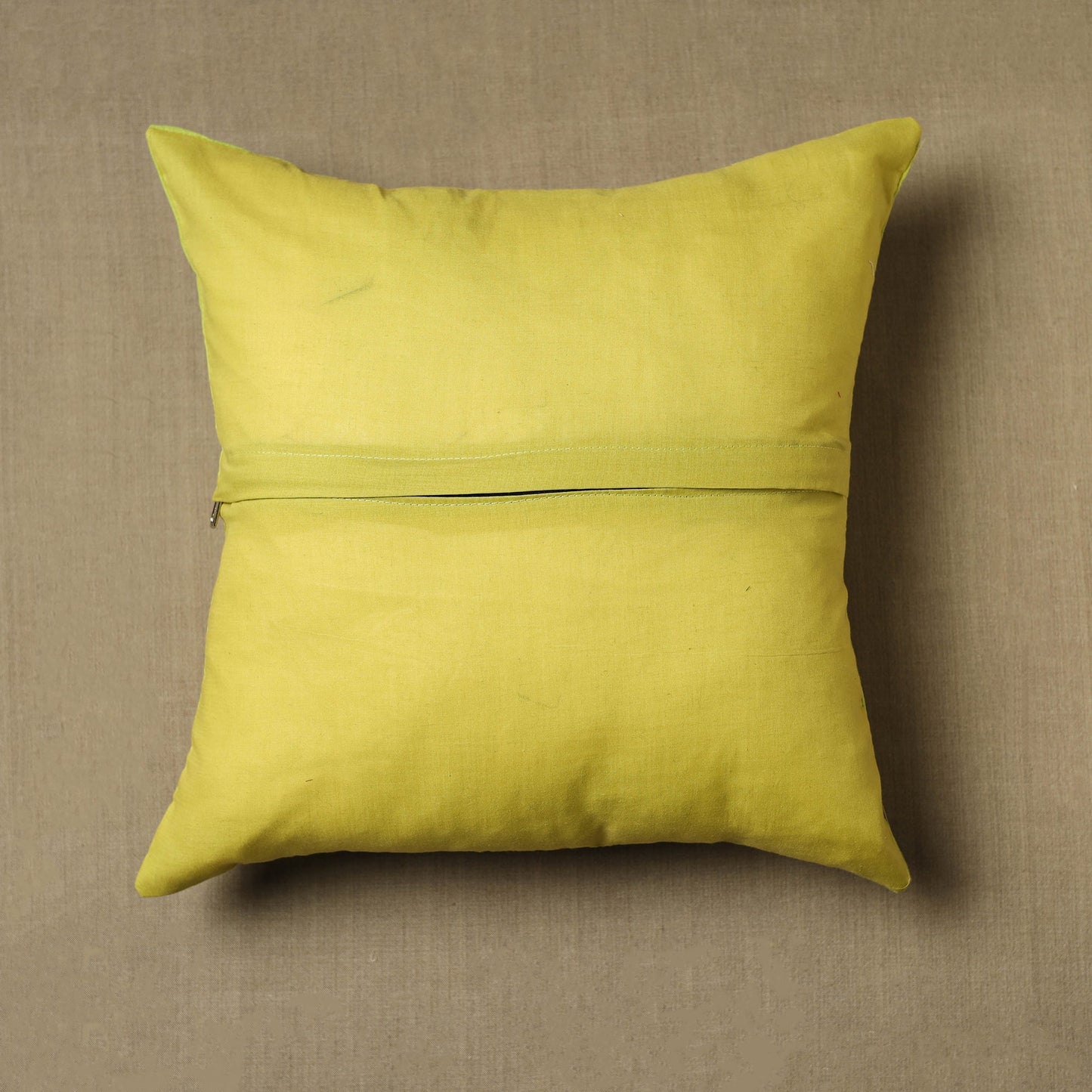 Green Kanchipuram Patchwork Cotton Cushion Cover 24