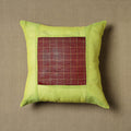 Green Kanchipuram Patchwork Cotton Cushion Cover 24