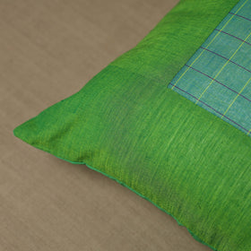Green Kanchipuram Patchwork Cotton Cushion Cover 25