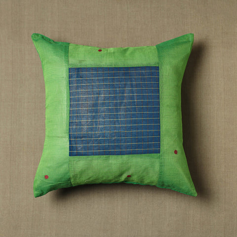 Green - Kanchipuram Patchwork Cotton Cushion Cover 26