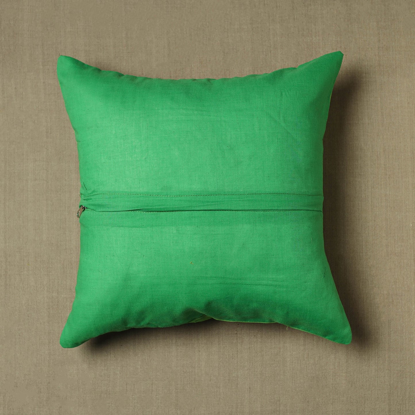 Green - Kanchipuram Patchwork Cotton Cushion Cover 26