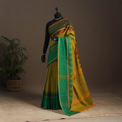 Green - kandangi buti chettinad cotton saree with border 20