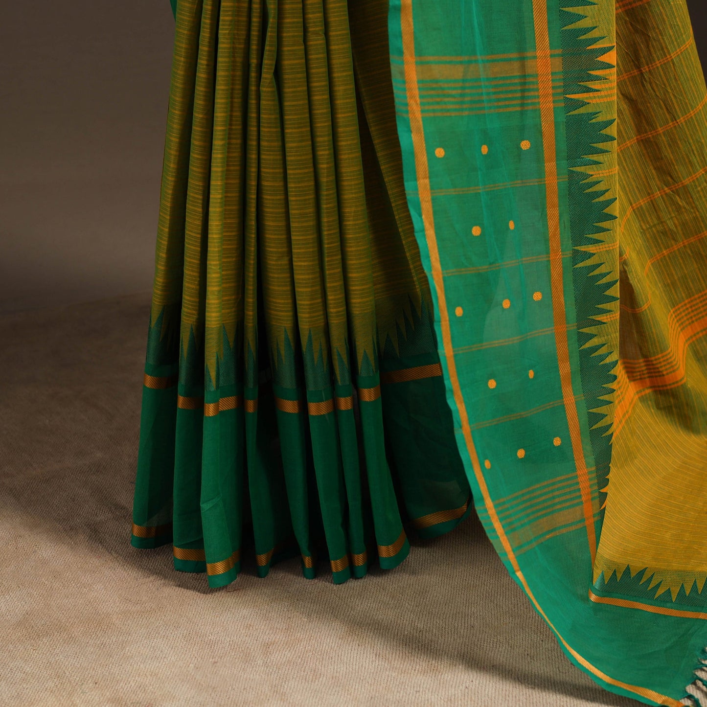 Green - kandangi buti chettinad cotton saree with border 20