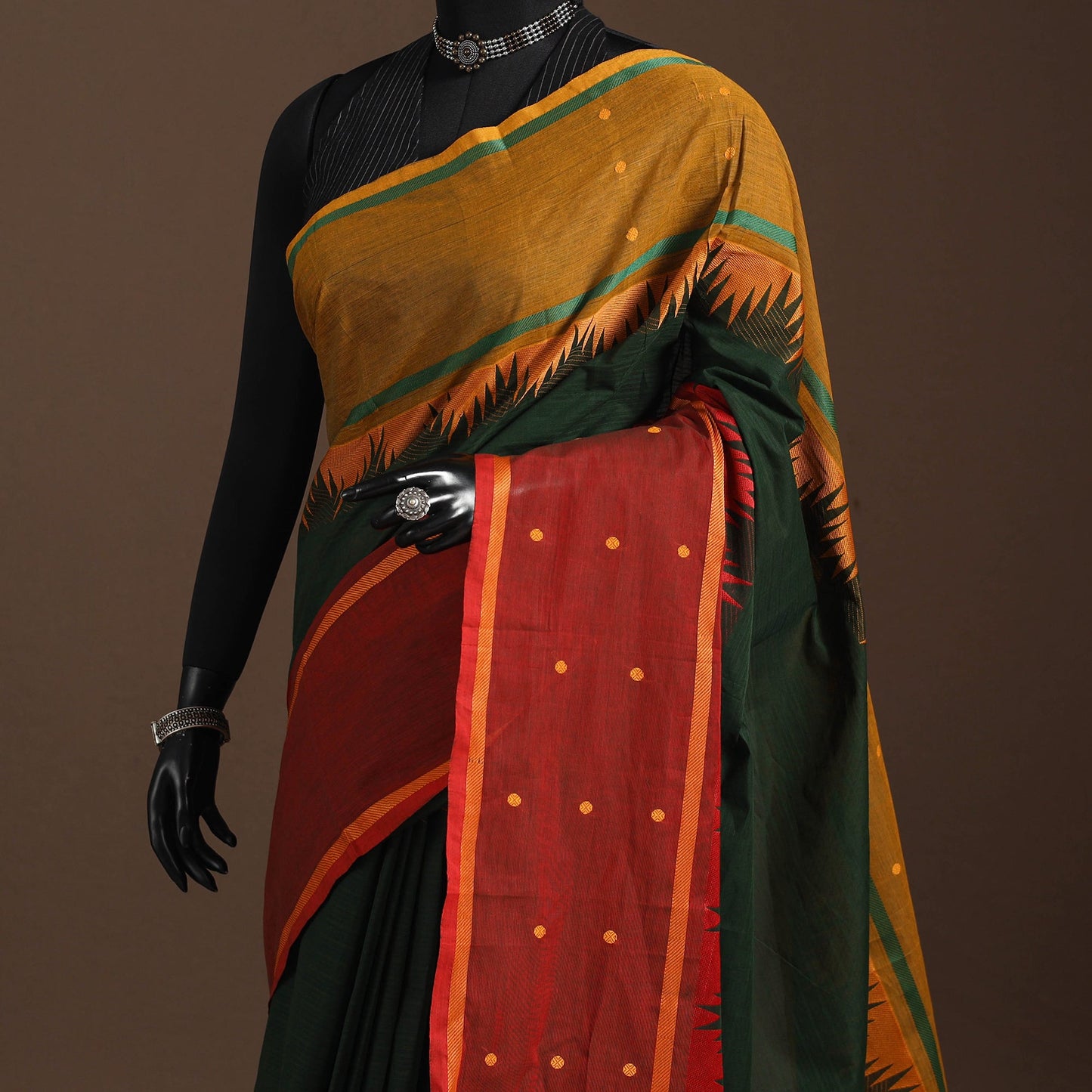 Green - kandangi buti chettinad cotton saree with border 44