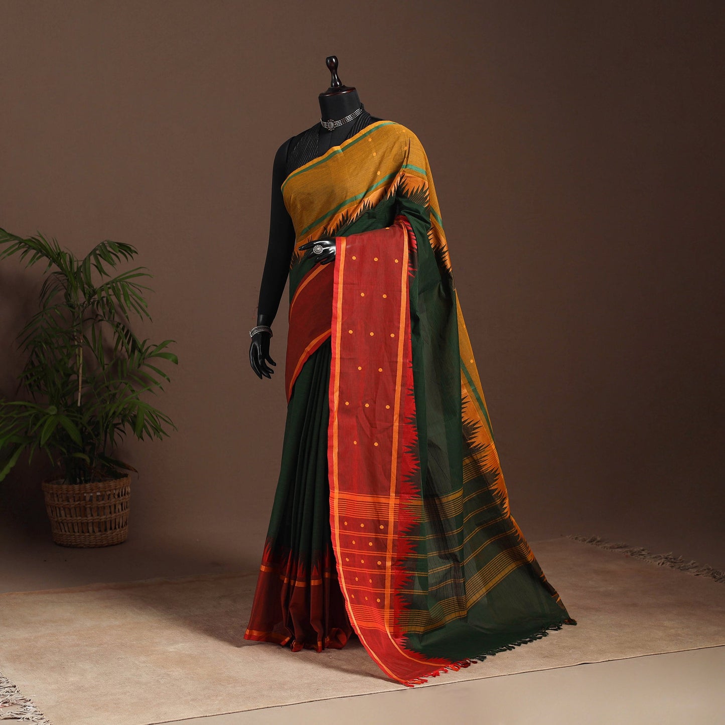 Green - kandangi buti chettinad cotton saree with border 44