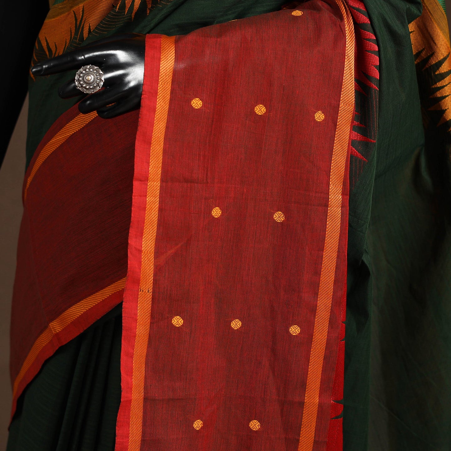 Green - kandangi buti chettinad cotton saree with border 44