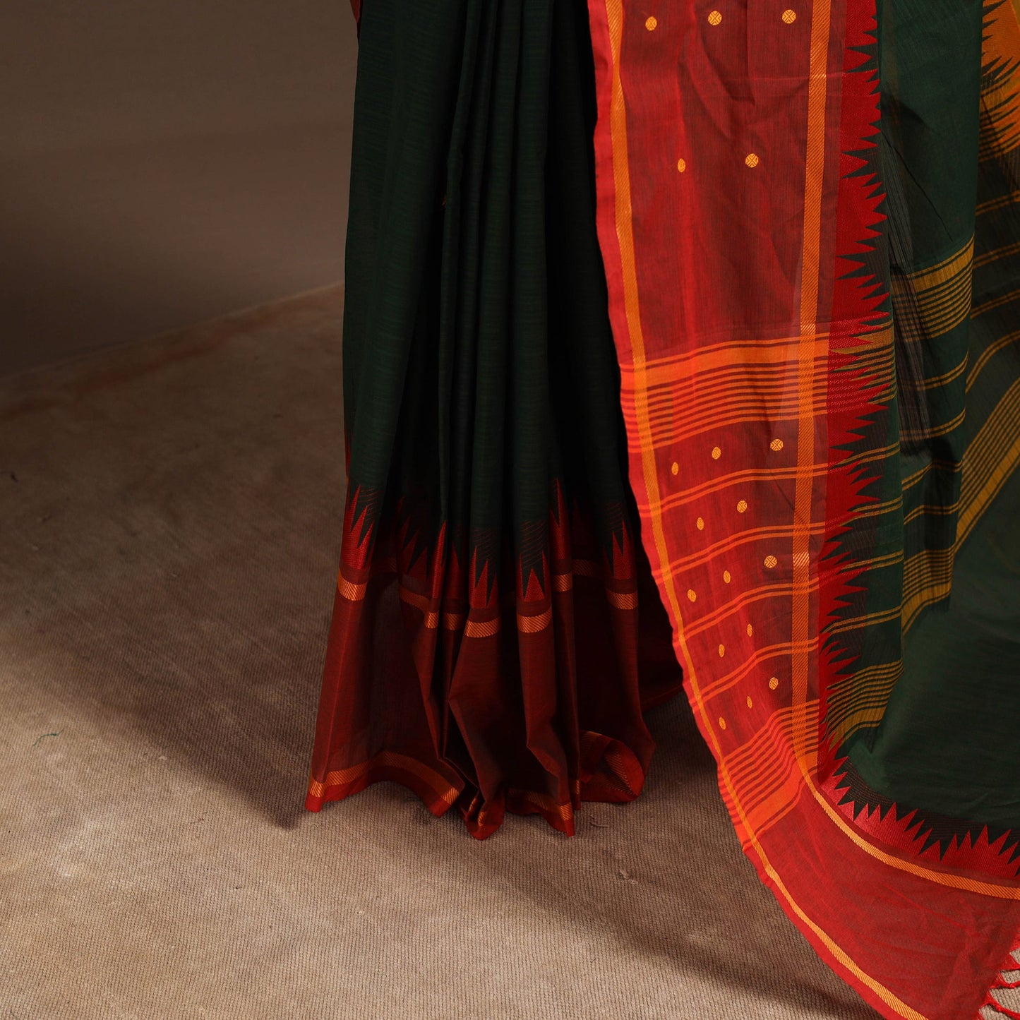 Green - kandangi buti chettinad cotton saree with border 44