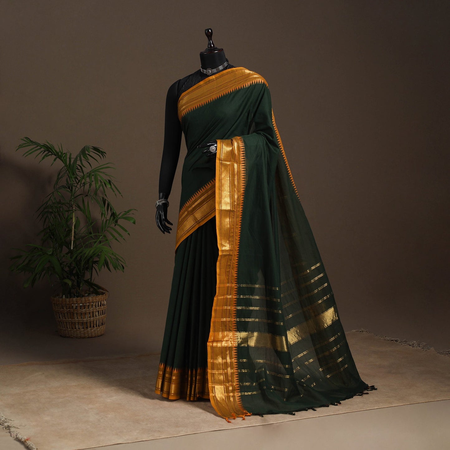Green - kandangi chettinad cotton saree with border 103