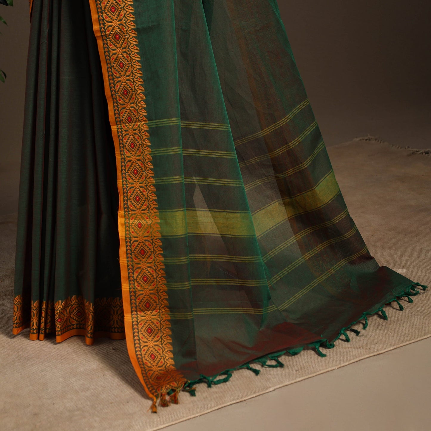 Green - kandangi chettinad cotton saree with border 106