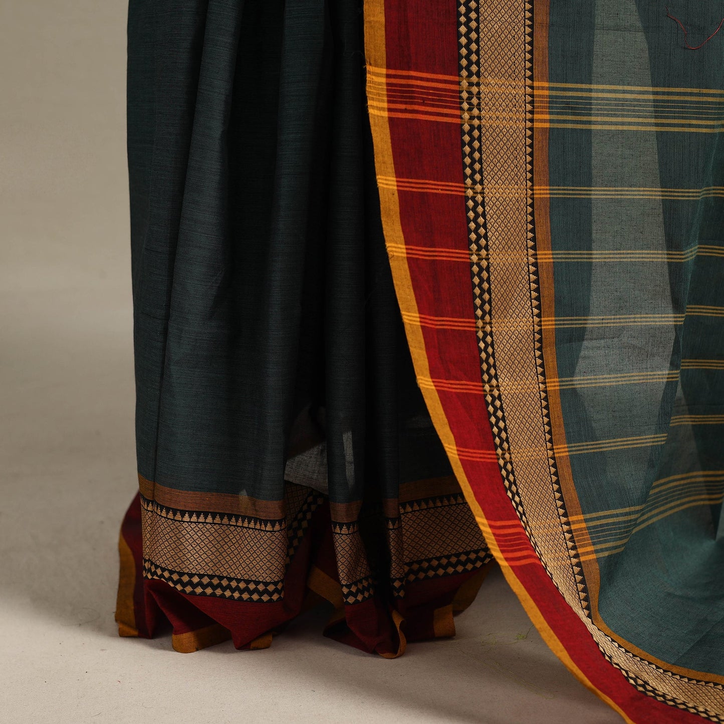 Green - kandangi chettinad cotton saree with border 14