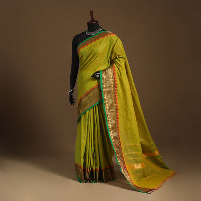 Green Kandangi Chettinad Cotton Saree with Border