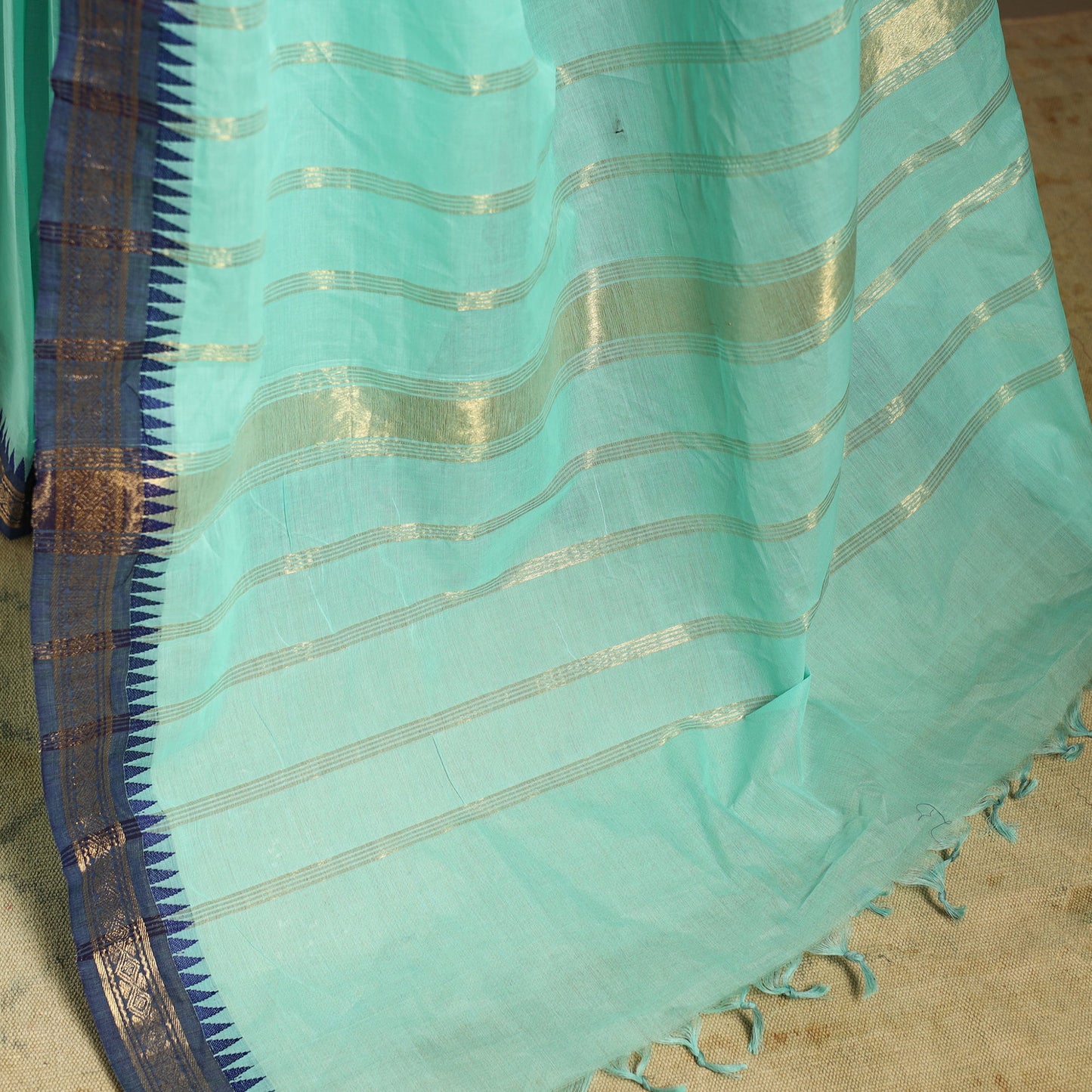 Green Kandangi Chettinad Cotton Saree with Border