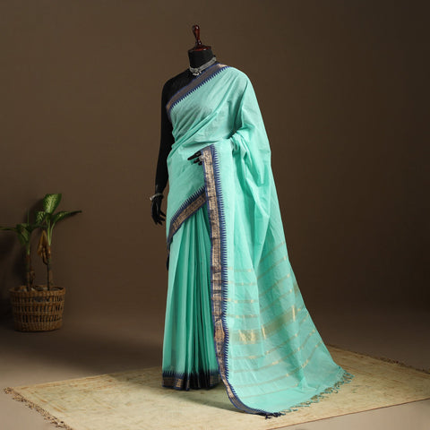 Green Kandangi Chettinad Cotton Saree with Border