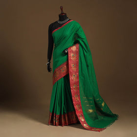 Green Kandangi Chettinad Cotton Saree with Border