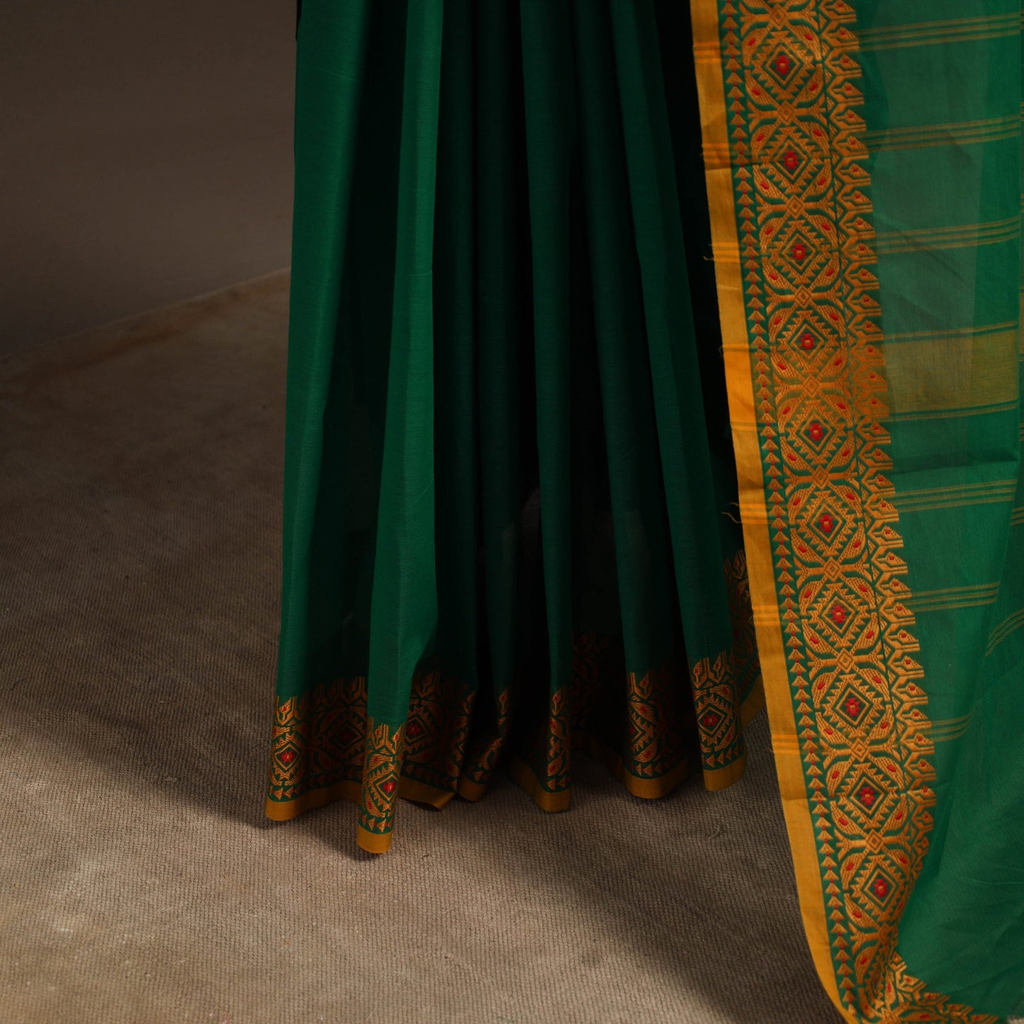 Green - kandangi chettinad cotton saree with border 82