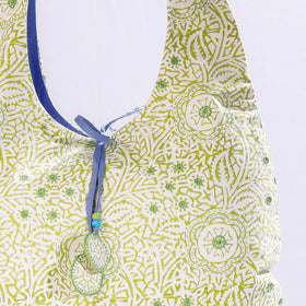 Buy Kantha Work Block Print Cotton Shoulder Bag l iTokri.com