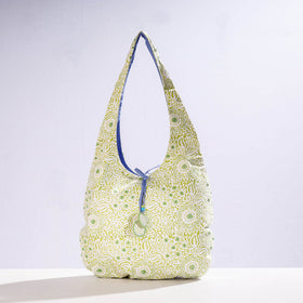 Buy Kantha Work Block Print Cotton Shoulder Bag l iTokri.com