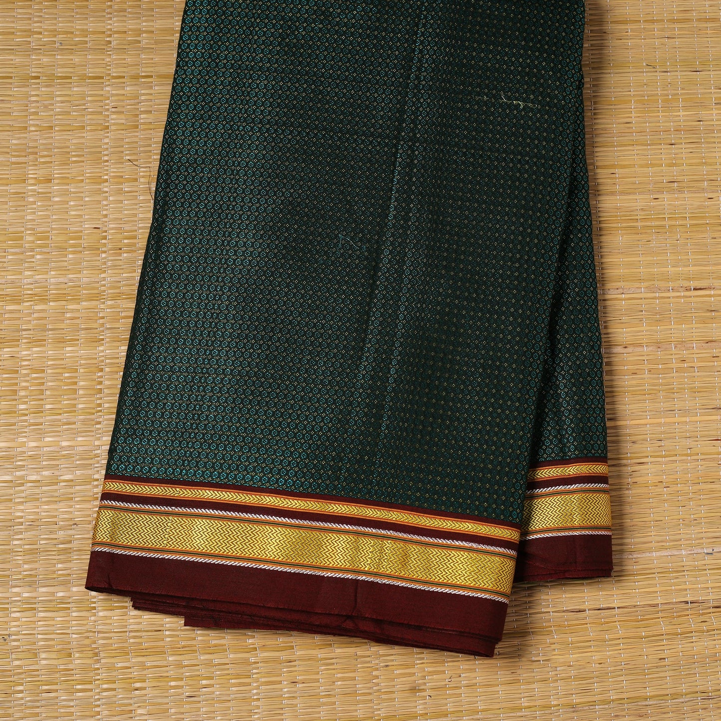 Green - karnataka weave cotton khun fabric 18 - handcrafted