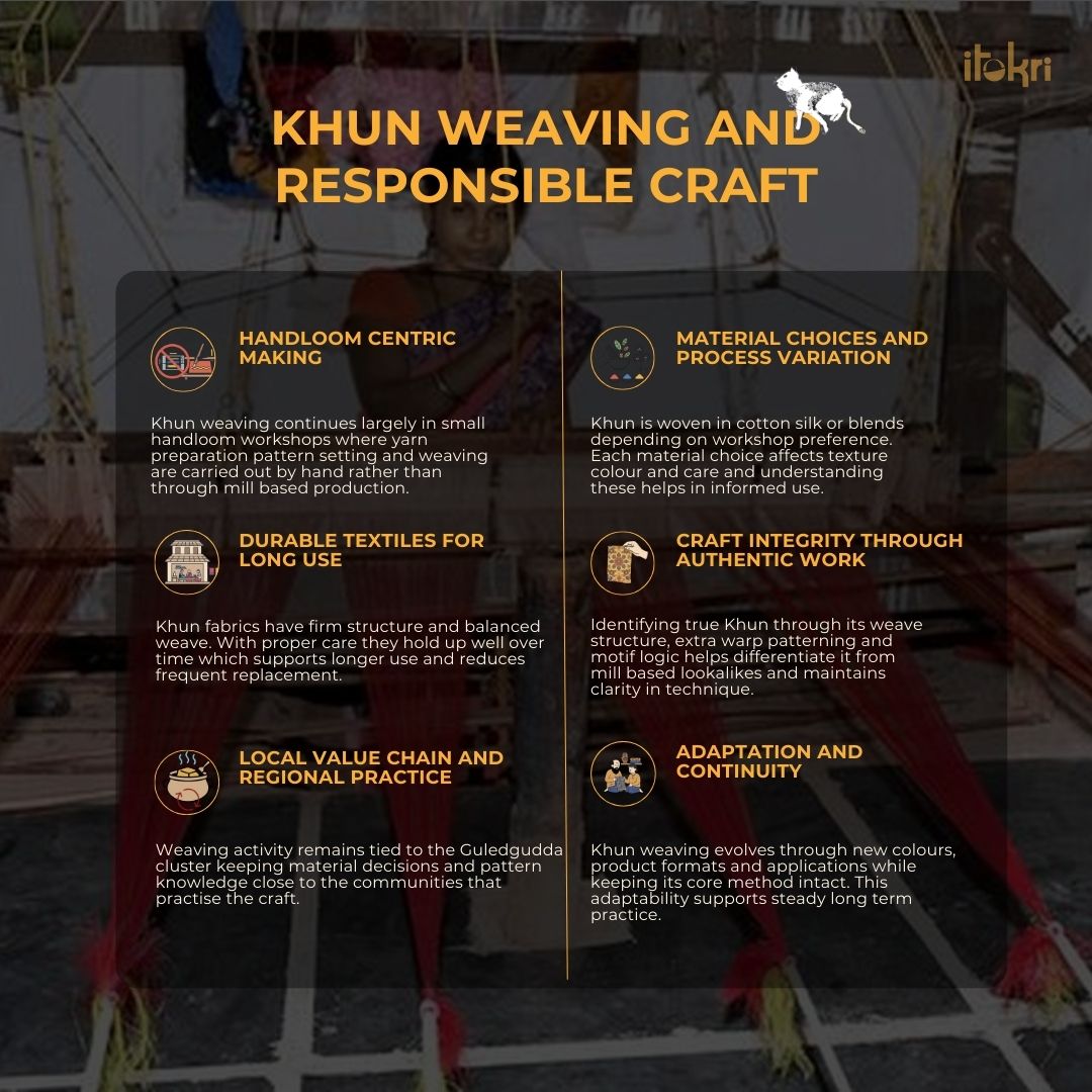 Green - karnataka weave cotton khun fabric 19 - handcrafted