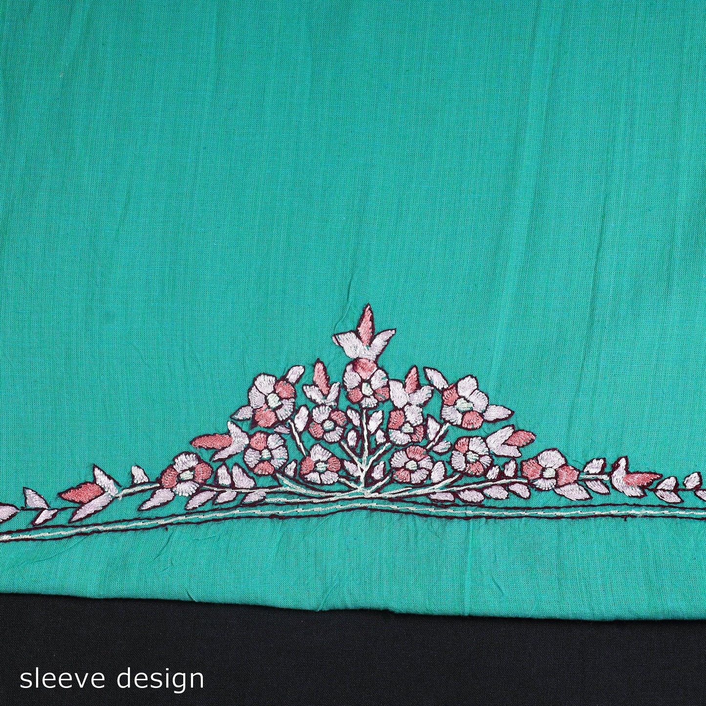 Green - kashida hand embroidery cotton unstitched kurta