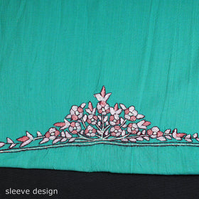 Green - kashida hand embroidery cotton unstitched kurta