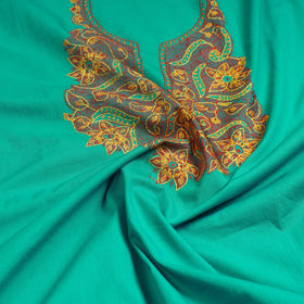  Green Kashida Hand Embroidery Cotton Kurta Material