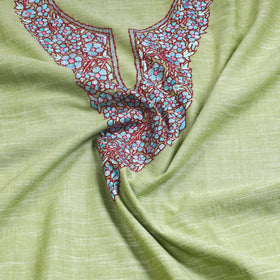 Green - kashida hand embroidery cotton unstitched kurta
