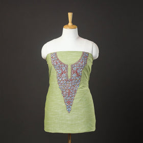 Green - kashida hand embroidery cotton unstitched kurta