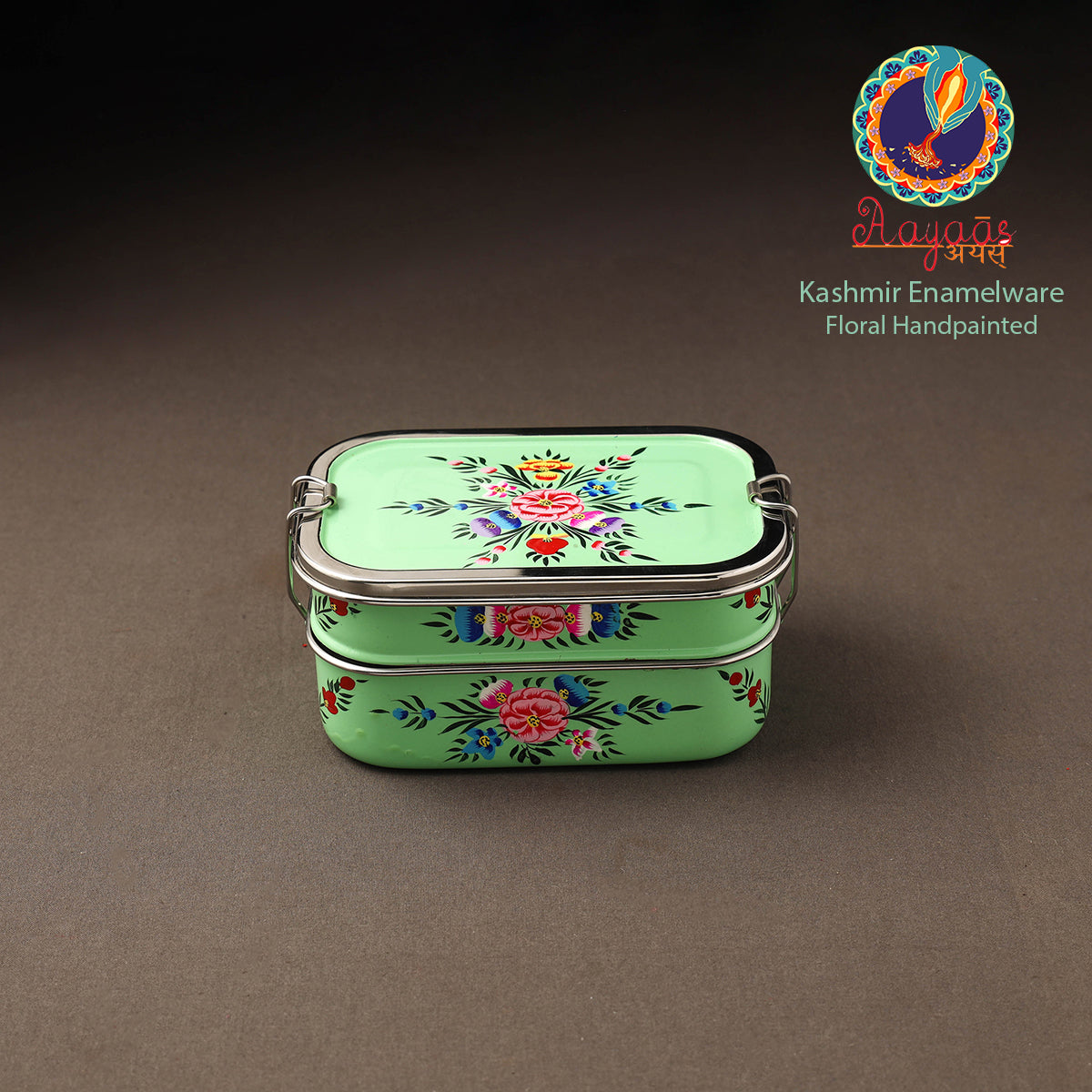 Kashmir enamelware floral handpainted stainless steel 2