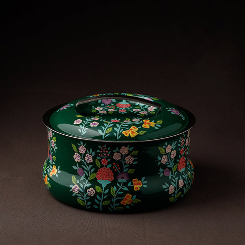  Floral Handpainted Enamelware Stainless Steel Casserole 