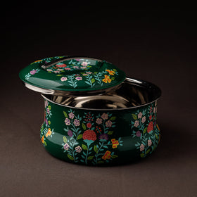  Floral Handpainted Enamelware Stainless Steel Casserole 