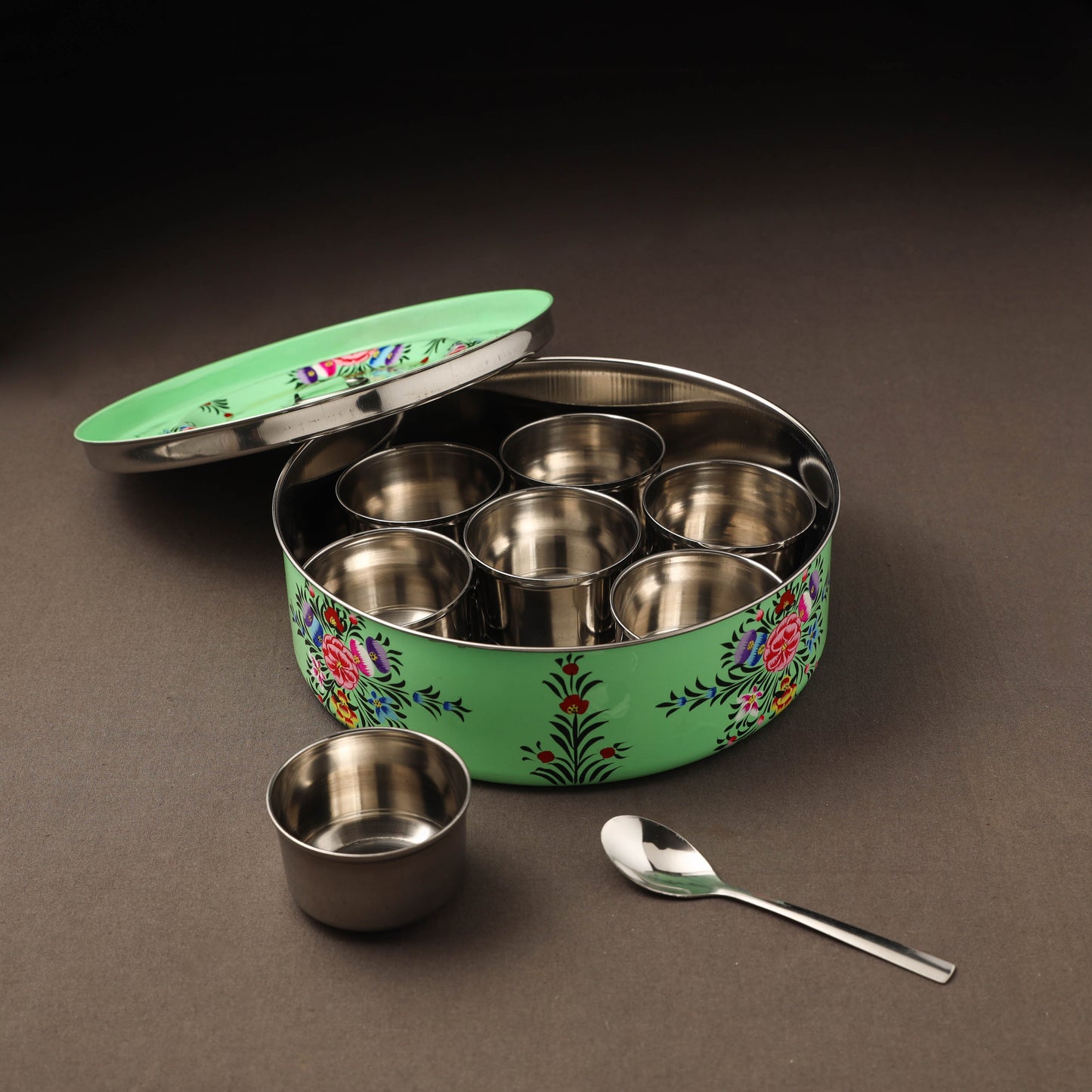 Kashmir enamelware floral handpainted stainless steel