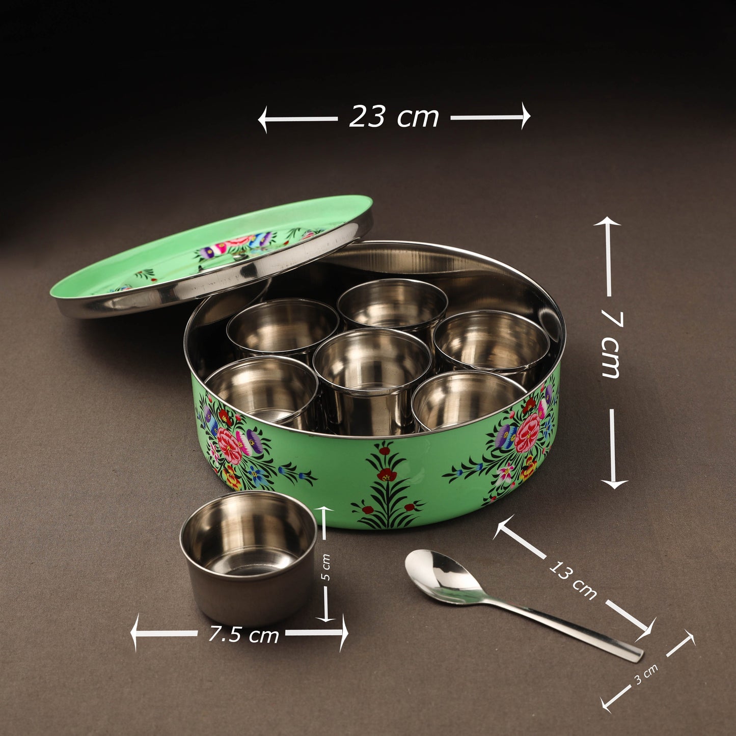 Kashmir enamelware floral handpainted stainless steel