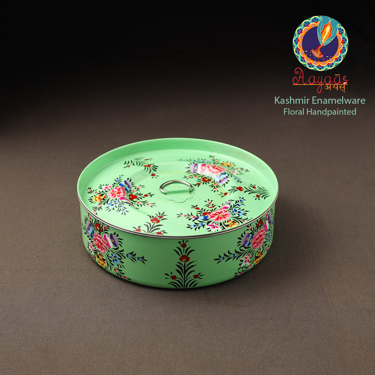 Kashmir enamelware floral handpainted stainless steel
