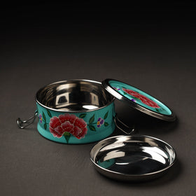 Kashmir Enamelware Floral Handpainted Stainless Steel Round Lunch Box