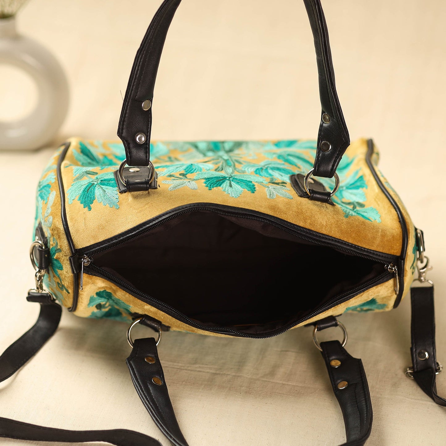  Green Kashmiri Crewel Hand Embroidery Handbag