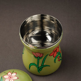 Green Kavad Handpainted Stainless Steel Multi Utility Canister