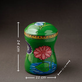 Green Kavad Handpainted Stainless Steel Multi Utility Canister